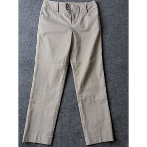 Grace Pinstripe Pants Women's 6 Brown Cream Stretch Slim Straight Work Career